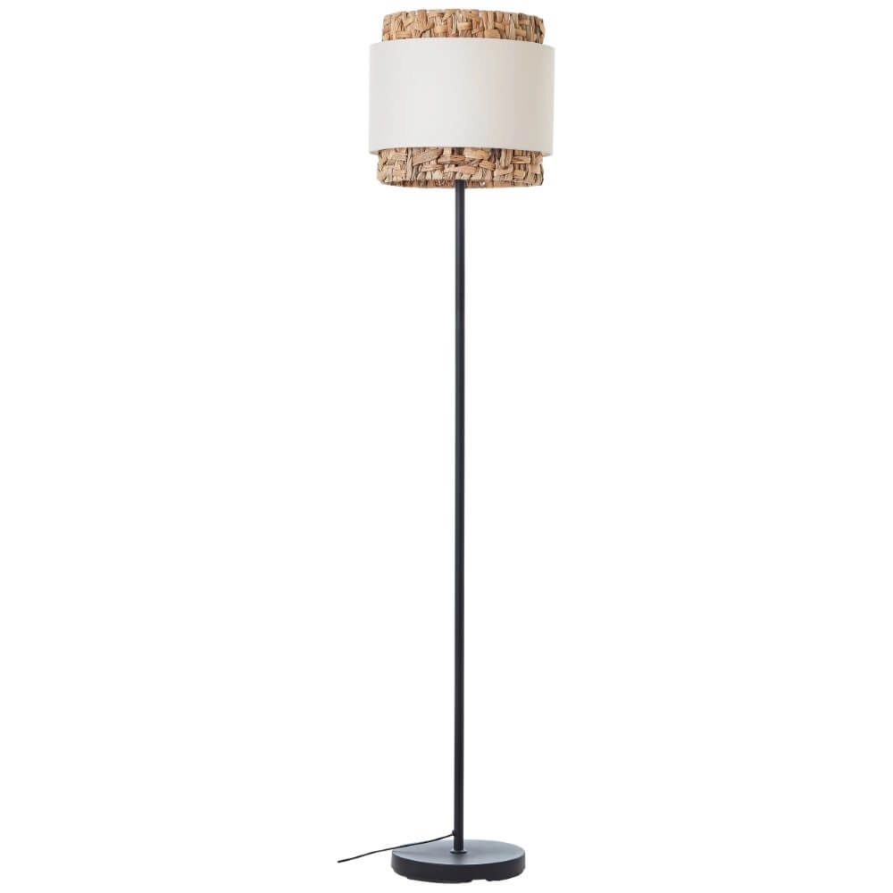 Vloerlamp Waterlilly rotan met witte stof