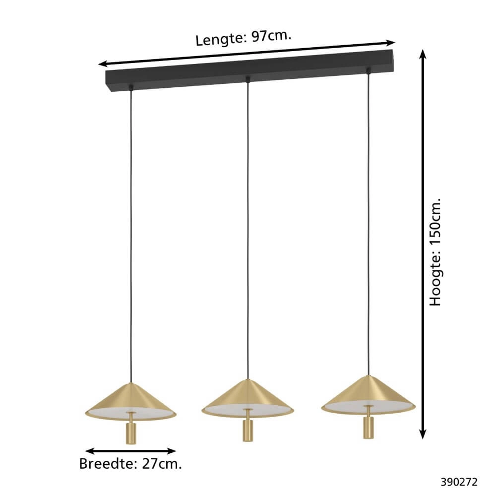 3-lichts hanglamp Paraguay goud Stars of Light 9008606274253
