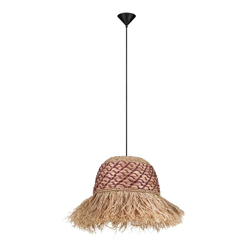 Stro lamp Sorello rood met bruin Lyora 5212017477408
