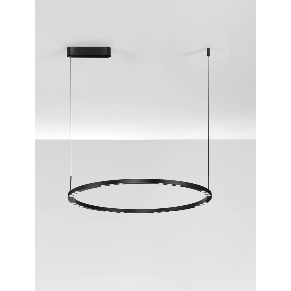 Strakke hanglamp Lunette zwart Ø 80cm Lyora 5212017465207