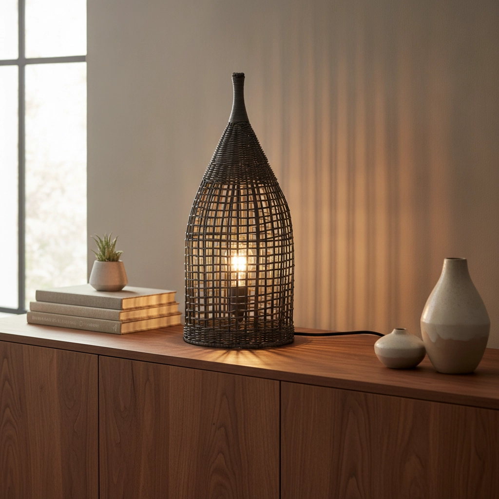 Bohemian vloerlamp Naos rotan 54,5H zwart