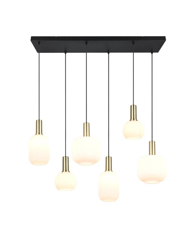 Eetkamer hanglamp Diva 6-lichts - wit glas Trio 4017807614510