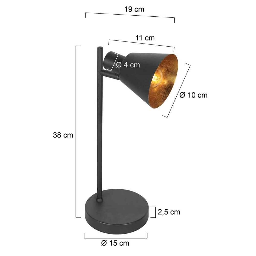 Tafellamp Oeroe zwart met goud Steinhauer 8712746176353