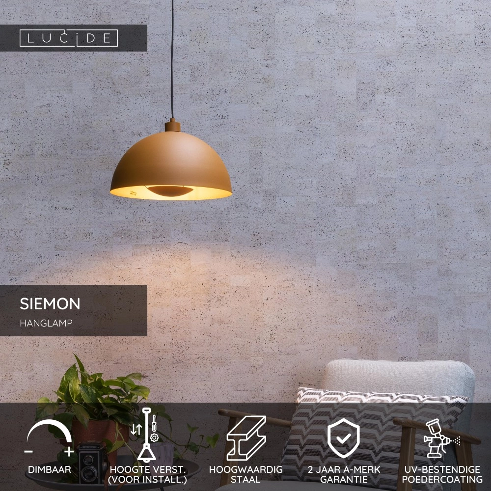 Design hanglamp Siemon geel Lucide 5411212451774