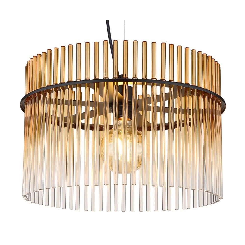 Zwarte hanglamp Gorley met amberglas Ø 40cm Globo 9007371465996