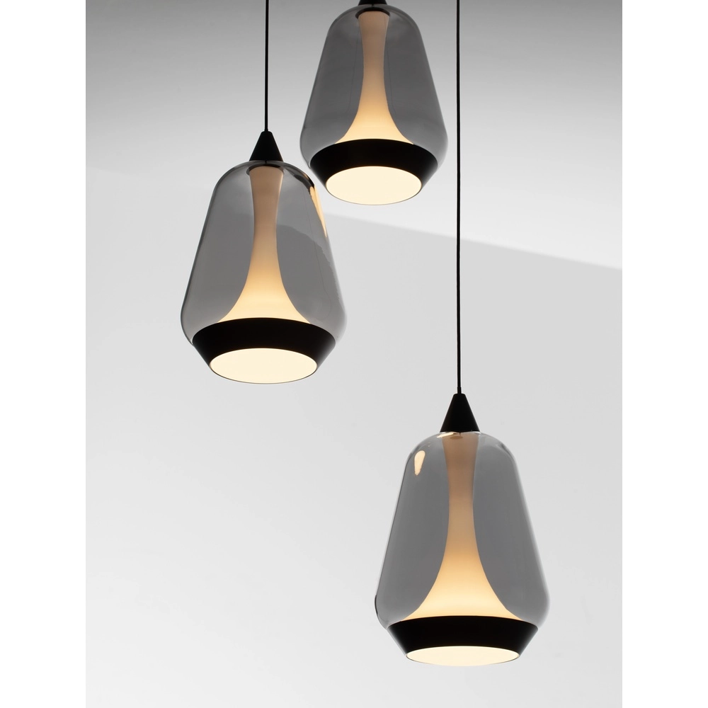 Design hanglamp Alish 3-lichts smoke glas Lyora 5212017477705