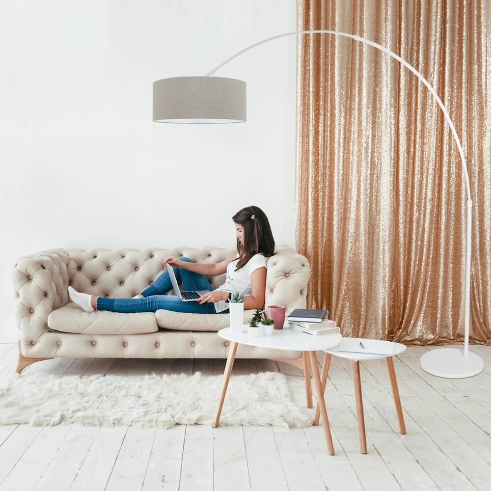 Witte booglamp Sparkled met taupe kap Steinhauer 8712746152333