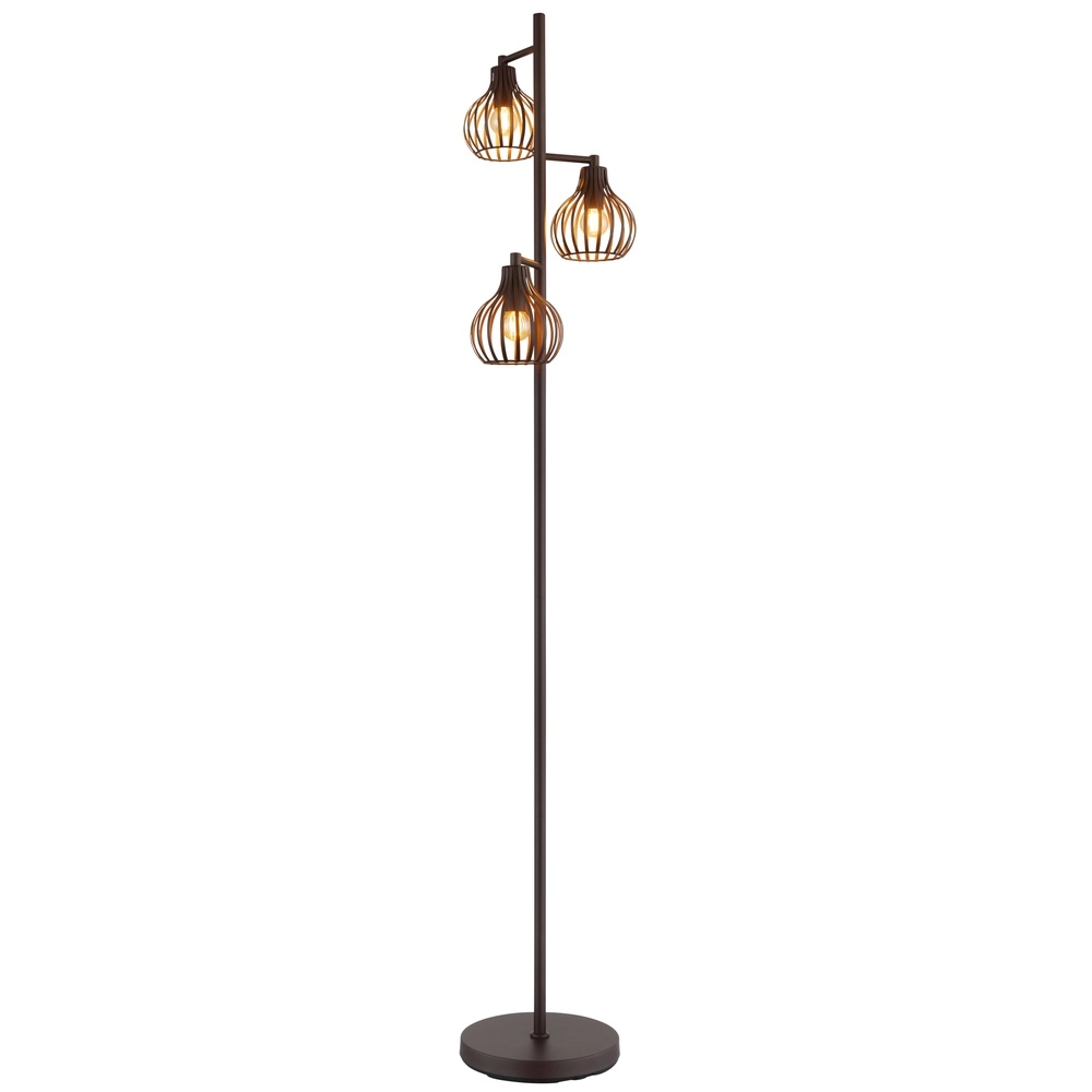 3-lichts vloerlamp Mateo roest bruin