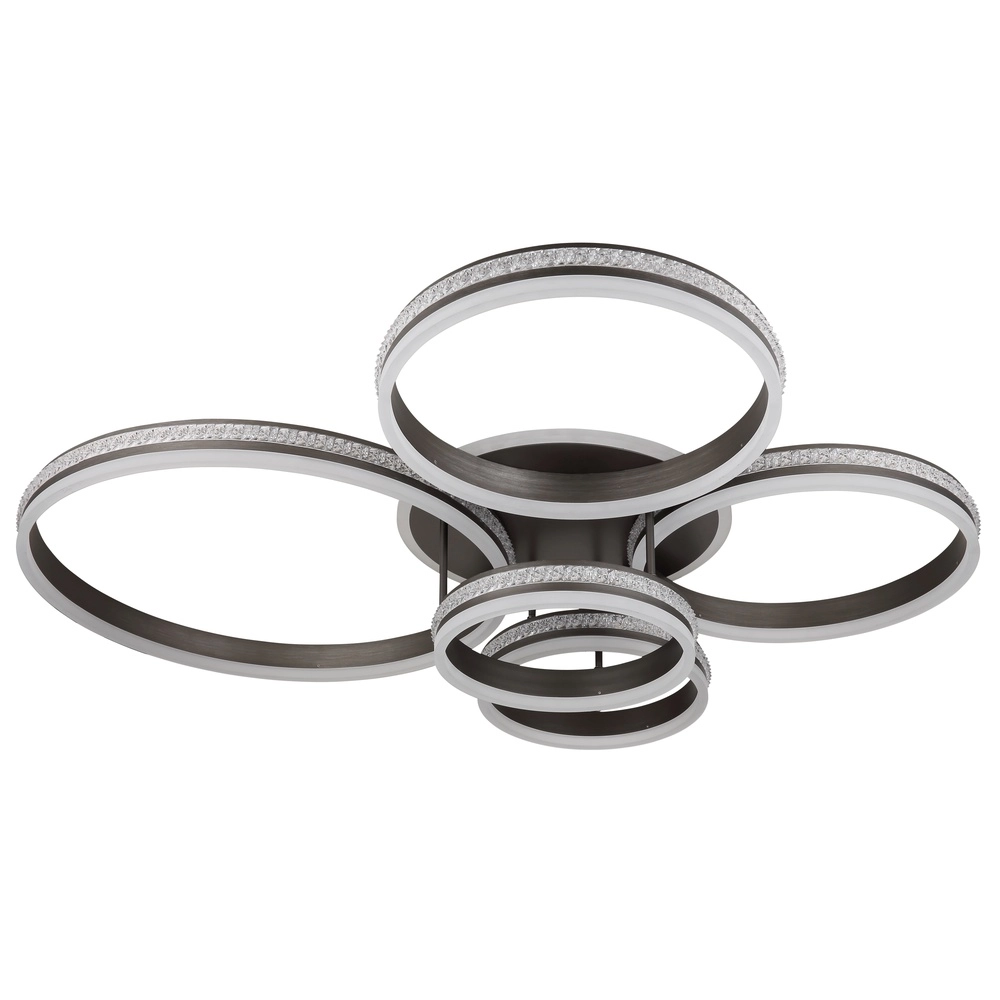 Design plafondlamp Grouni 5 ringen titanium geborsteld Globo 9007371457991