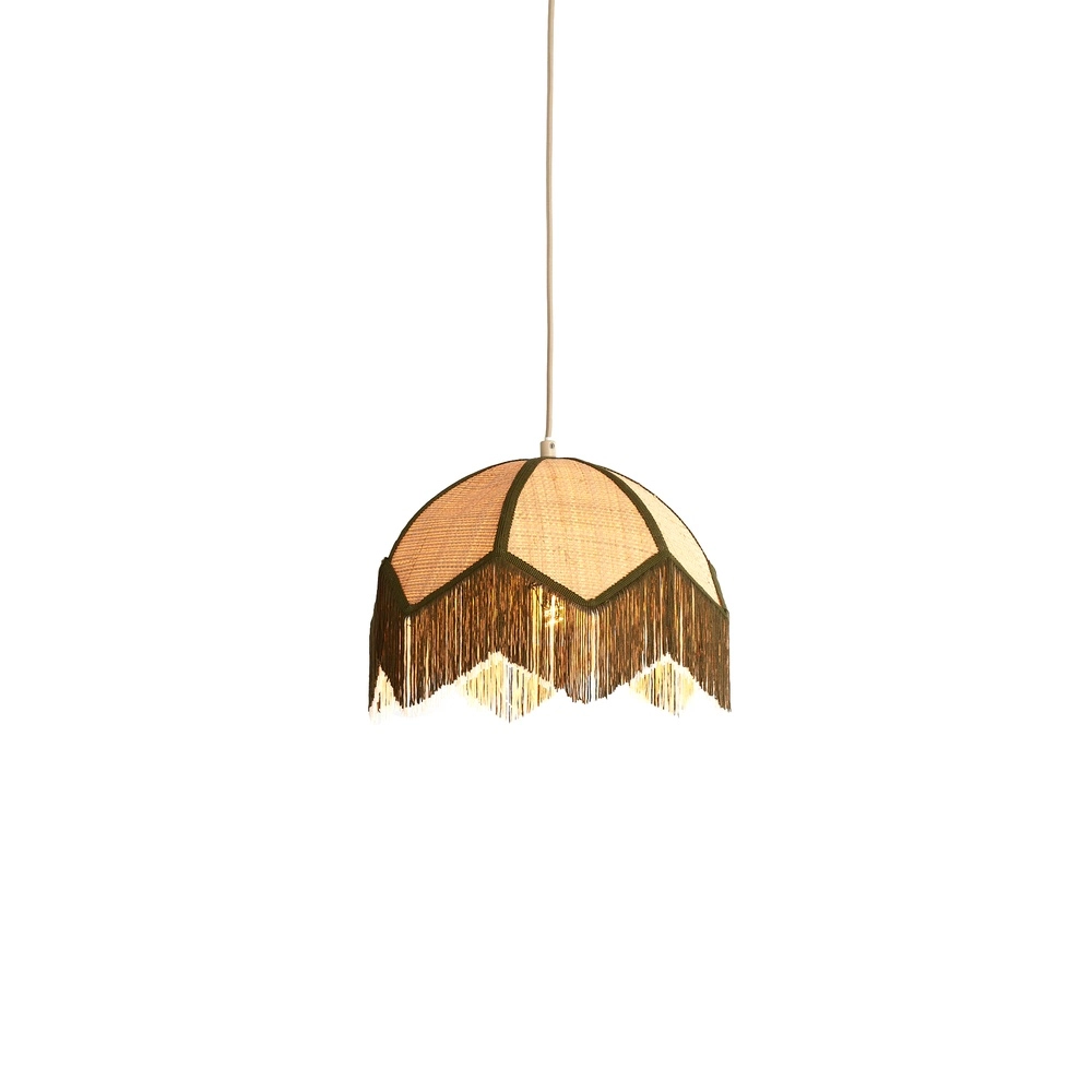 Ø 35cm hanglamp Sulina raffia met groen Light & Living 8717807762377