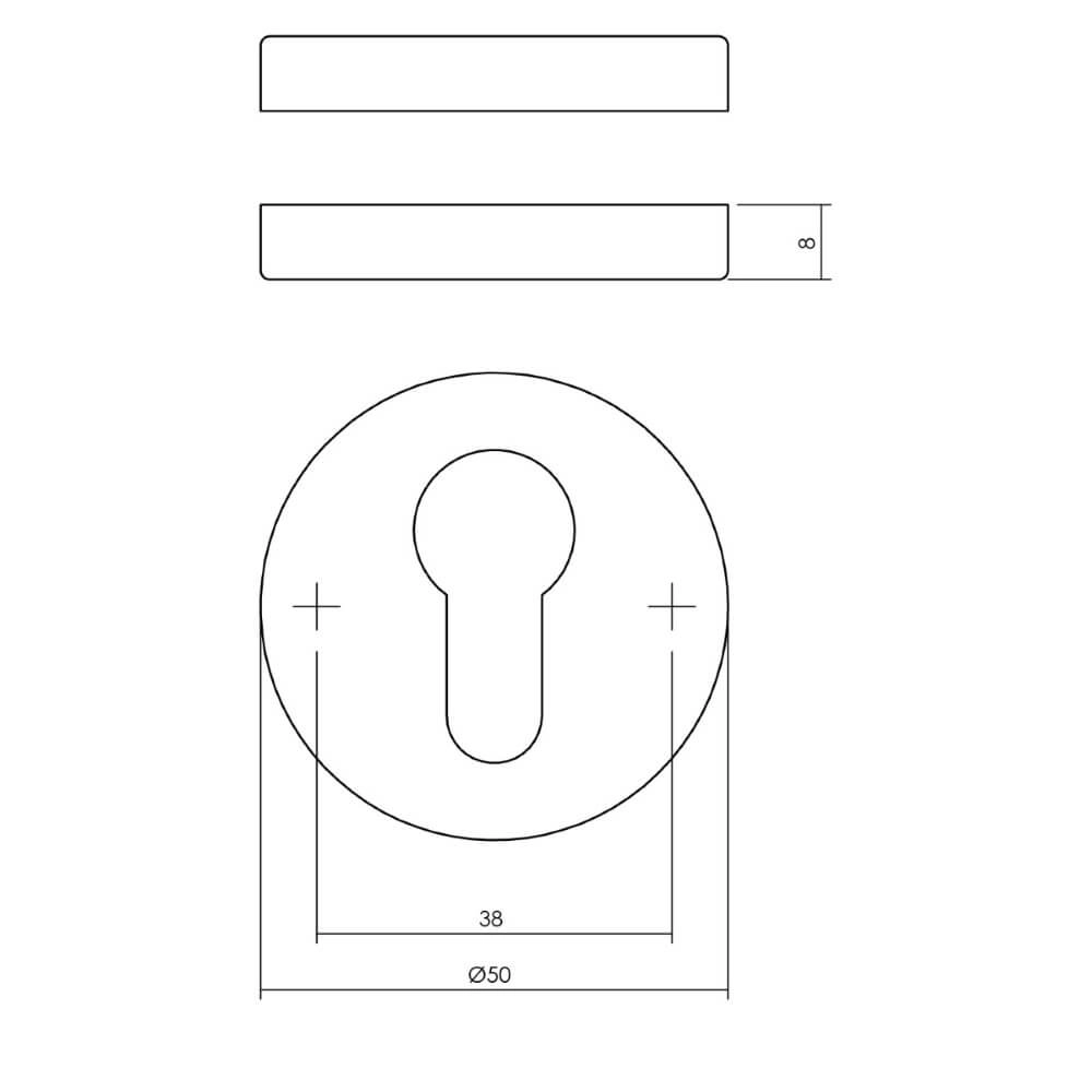 Set van 2 cilinderrozetten Tira rond chroom verdekt Intersteel 8714186648407