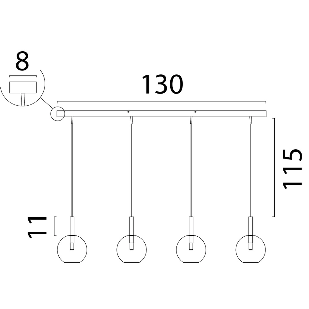 4L hanglamp Ø17cm Lido Ball met gold-fading glas Masterlight 8718121324890
