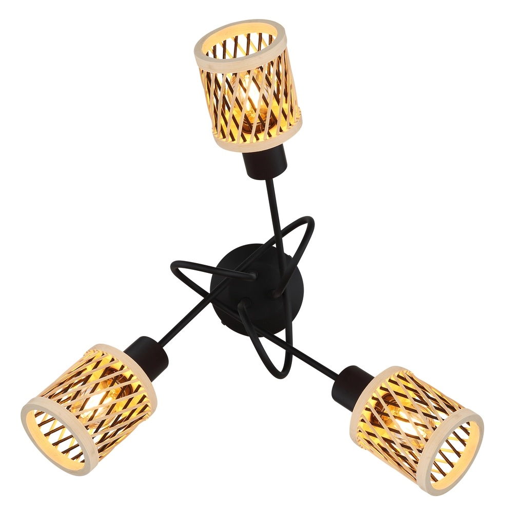 3-lichts plafondlamp Mali zwart Globo 9007371525720