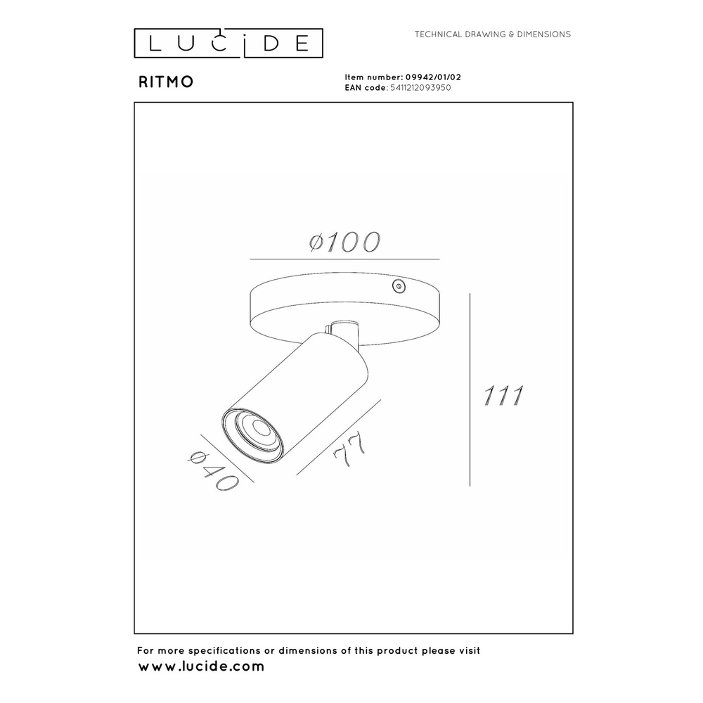 Plafondspot Ritmo mini GU10 goud Lucide 5411212093950