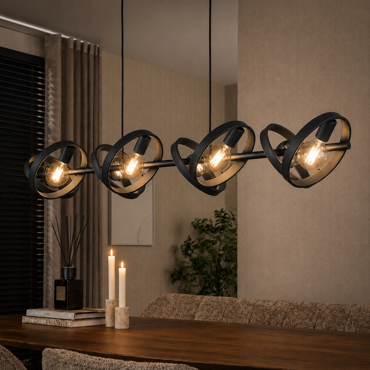 8 ringen hanglamp eettafel Hover charcoal - Ø 26cm