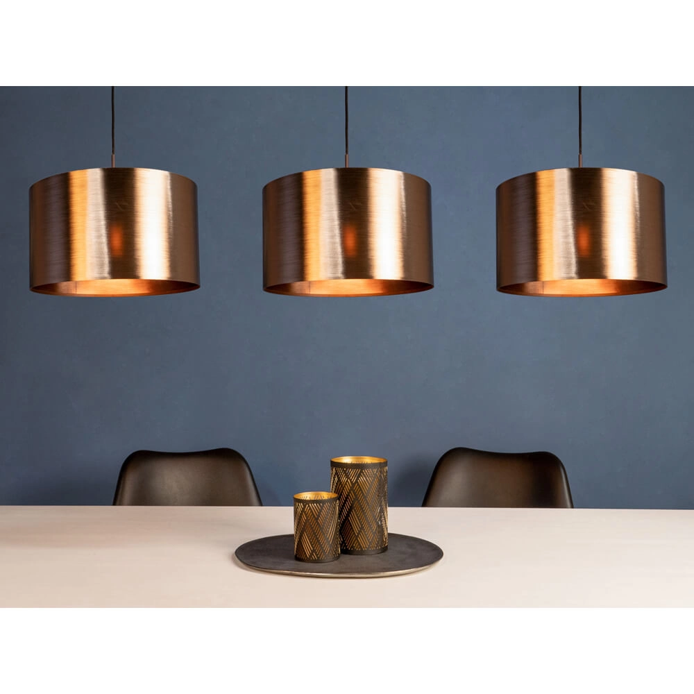 Eetkamer hanglamp Saganto 1 met 3 koperen kappen Stars of Light 9002759393571