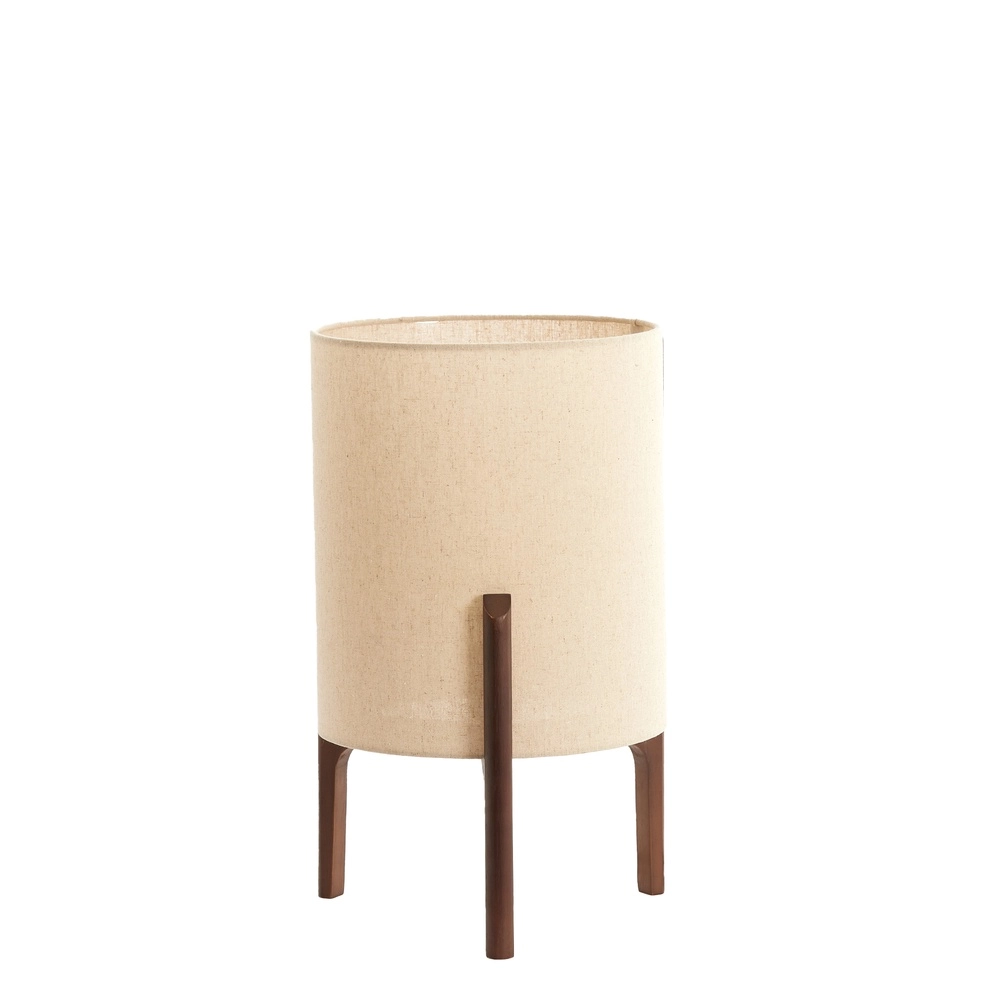 Schemerlamp Litto Ø 28cm - walnoot met naturel linnen