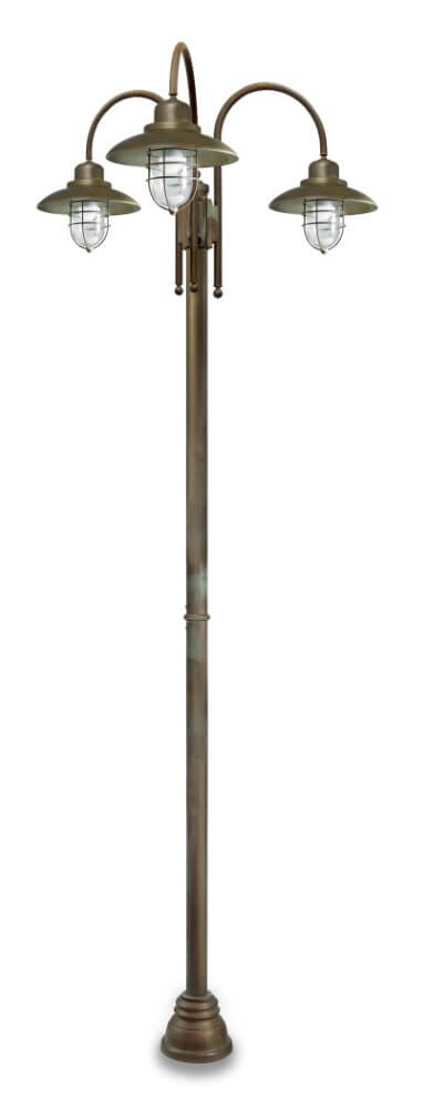 Staande lamp Patio Cage XL - verouderd messing 3-lichts