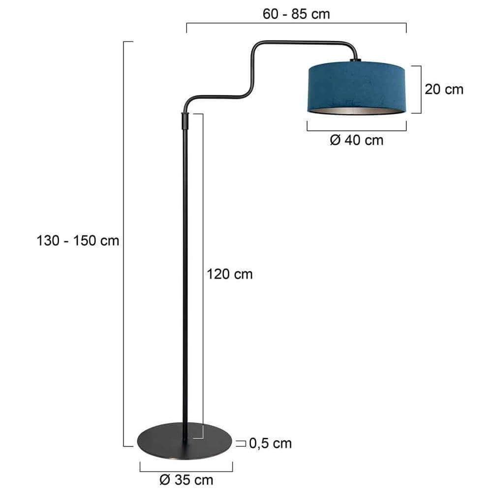 Vloerlamp Bloeba zwart met blauwe kap Steinhauer 8712746177015