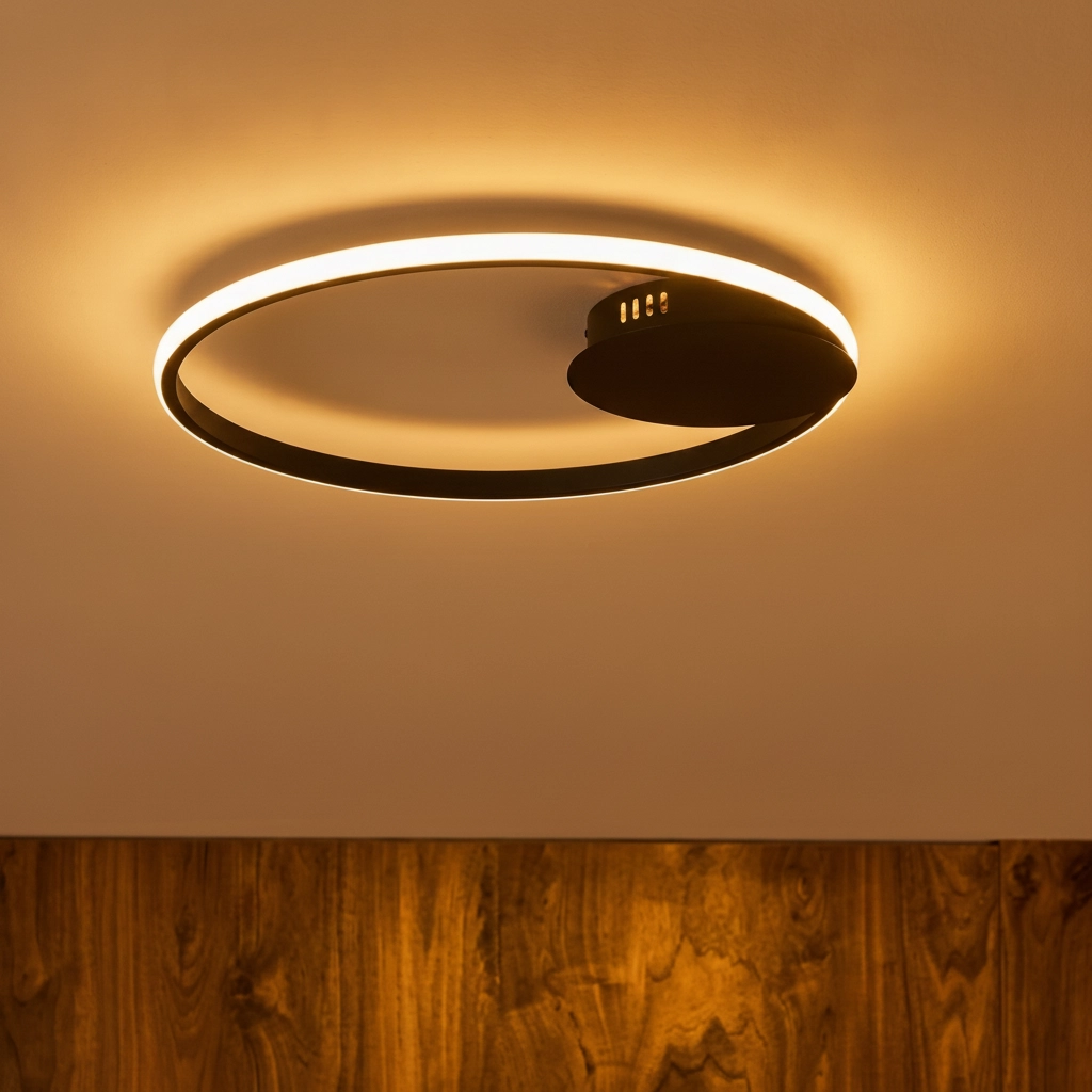 Ronde plafondlamp Fuline zwart Ø 50cm