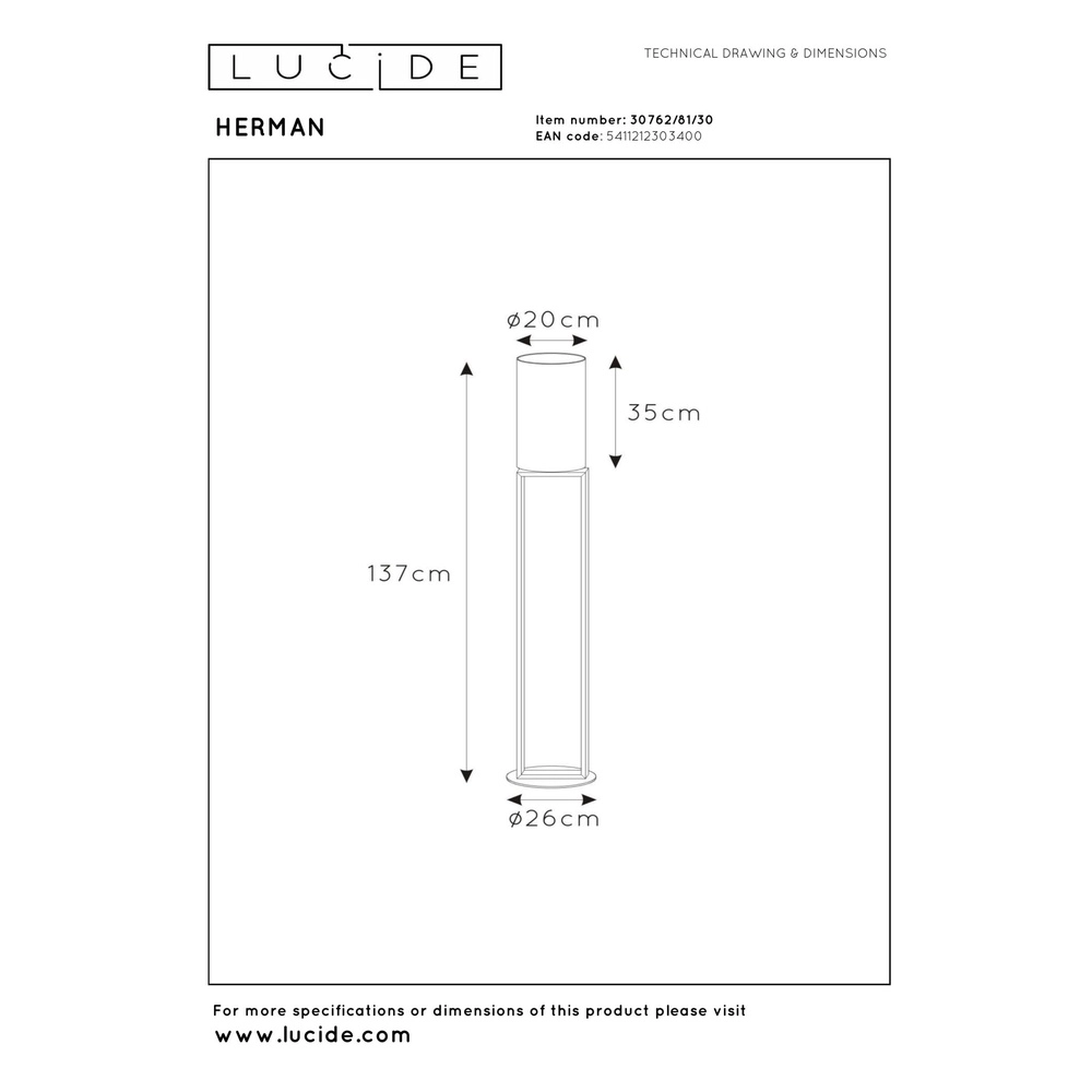 Vloerlamp Herman zwart Lucide 5411212303400