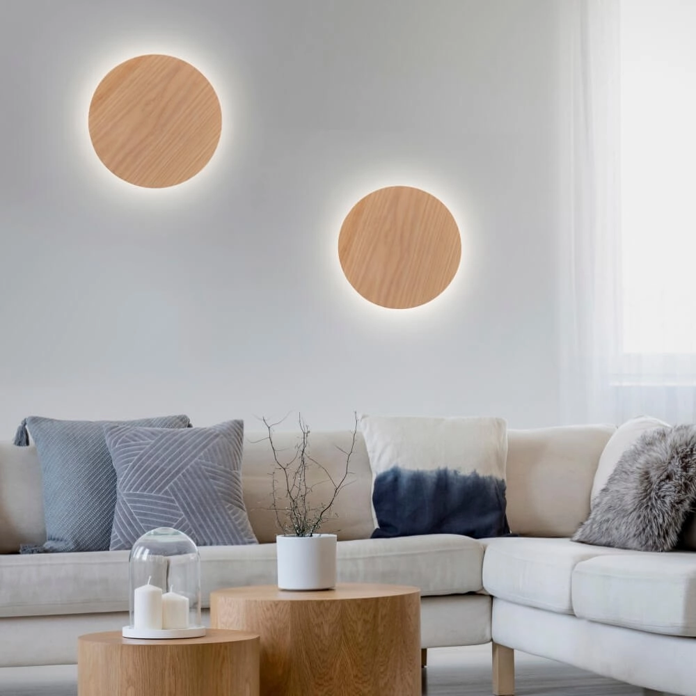 Design wandlamp Akku Puntua Ø 25cm hout Paul Neuhaus 4012248375792