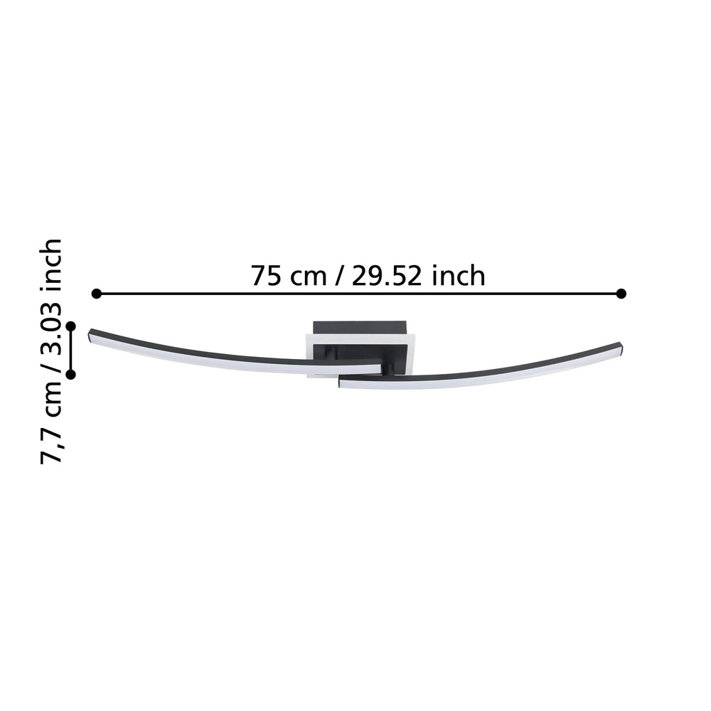 Plafondlamp Lungolago Led - zwart - vierkant Eglo 9008606316076