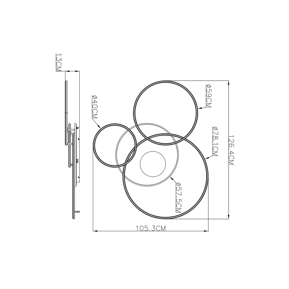 Moderne plafondlamp Invertina wit 126cm Globo 9007371576043