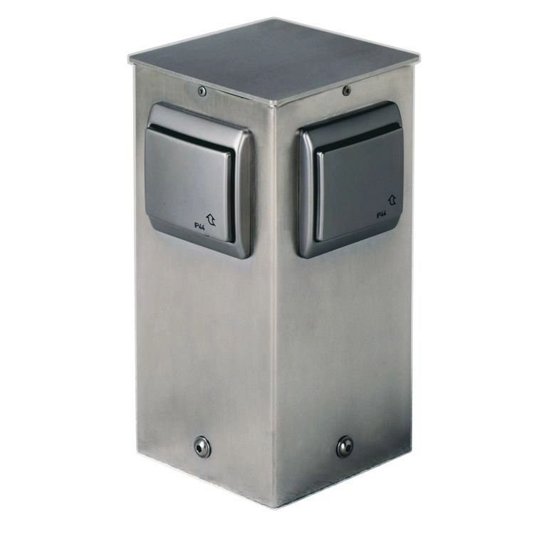 Tuinstopcontact Plugpole 4-voudig 25cm RVS