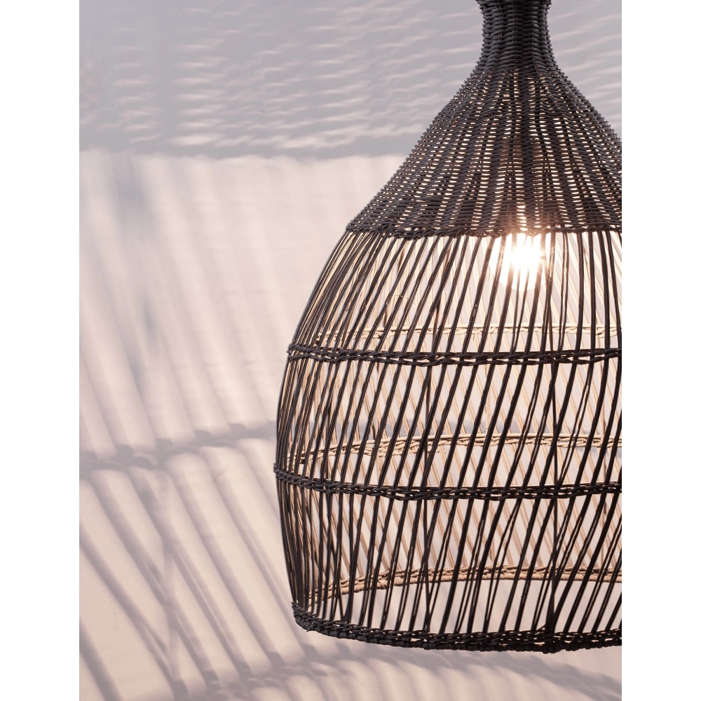 Grijze hanglamp Destin rotan Ø 42cm