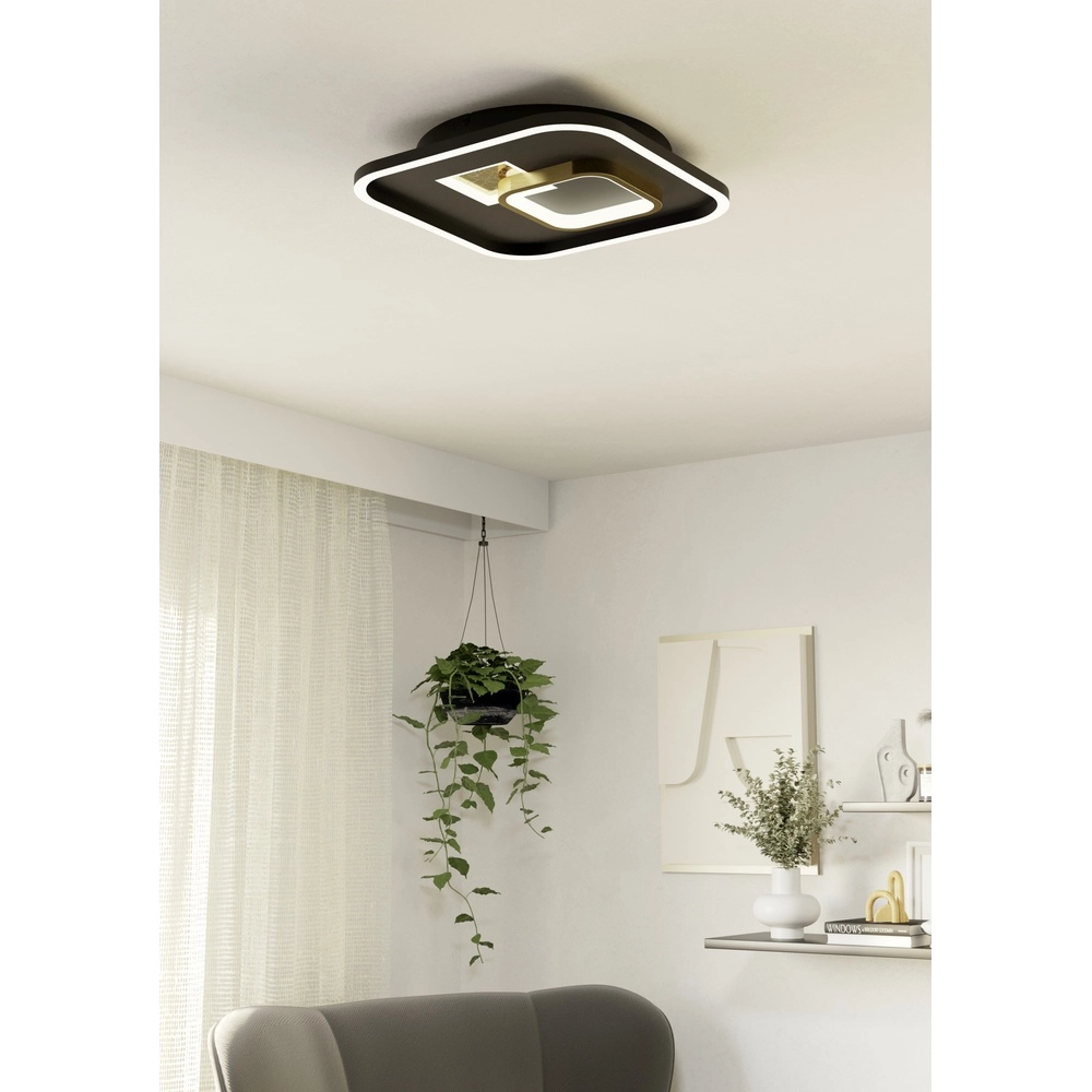 Design plafondlamp Tiriolo led - zwart met goud - 38x38cm Eglo 9008606316373