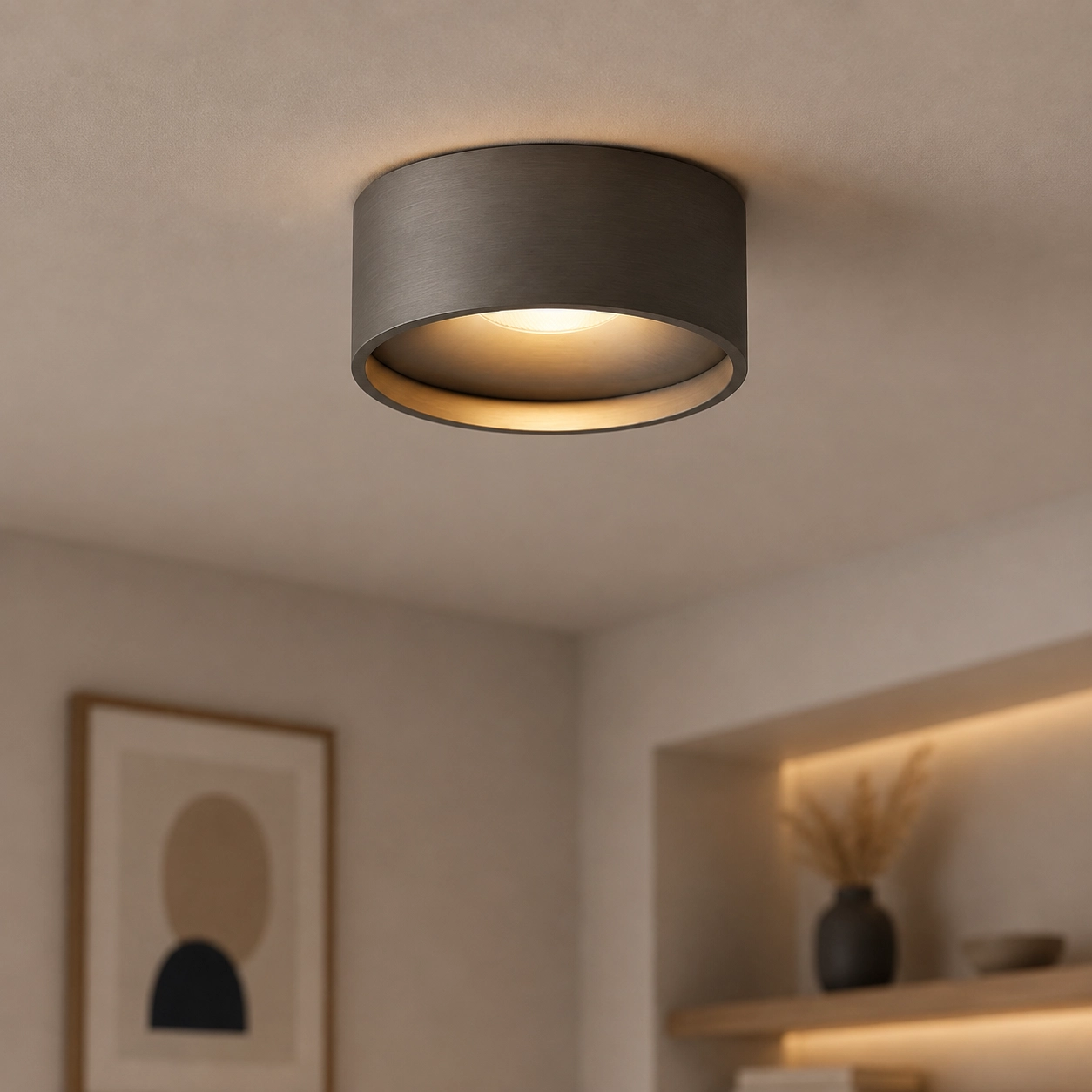 Badkamer plafondlamp Oran Ø 12cm - Gun metal