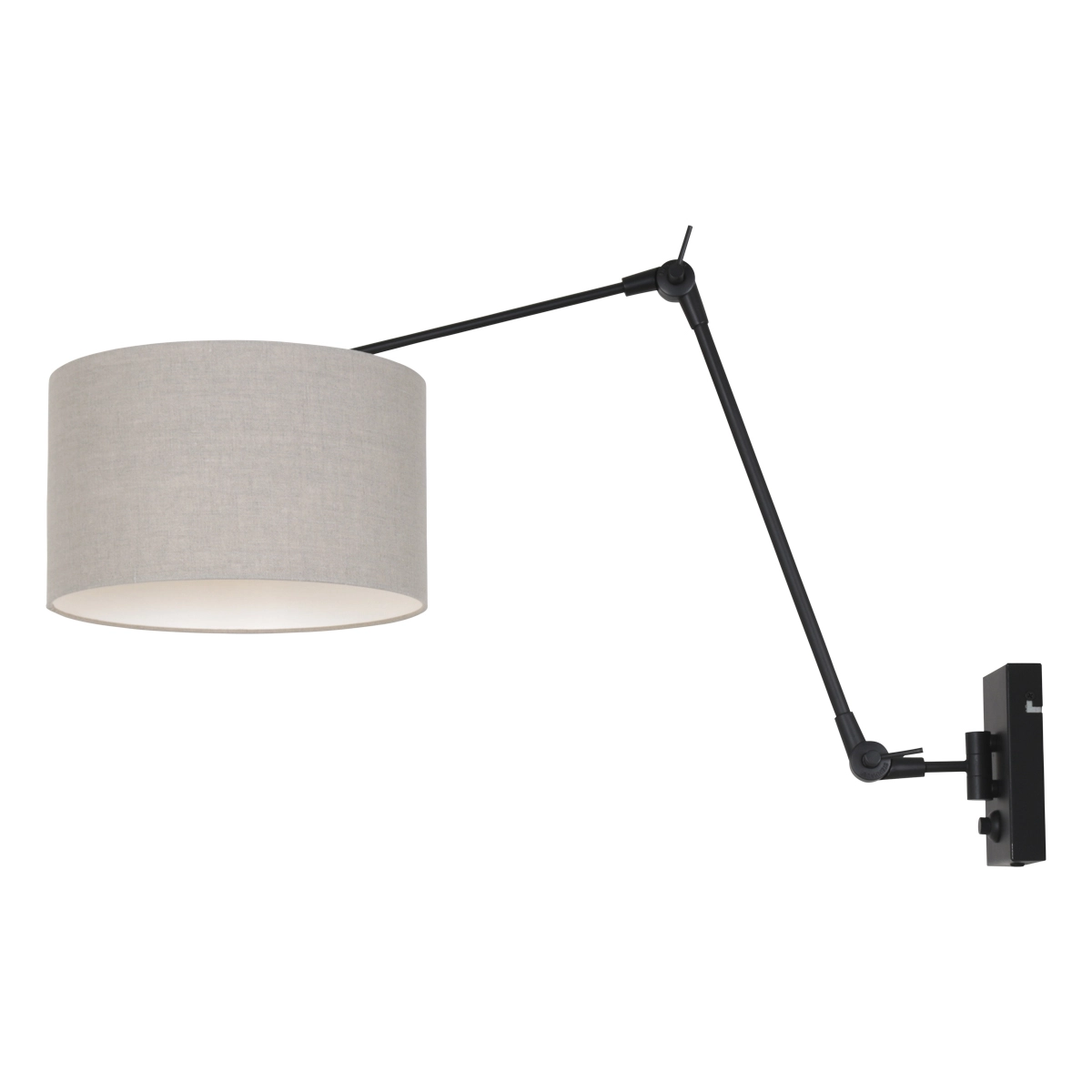 Wand Leeslamp Prestige Chic zwart met 30cm taupe lampenkap