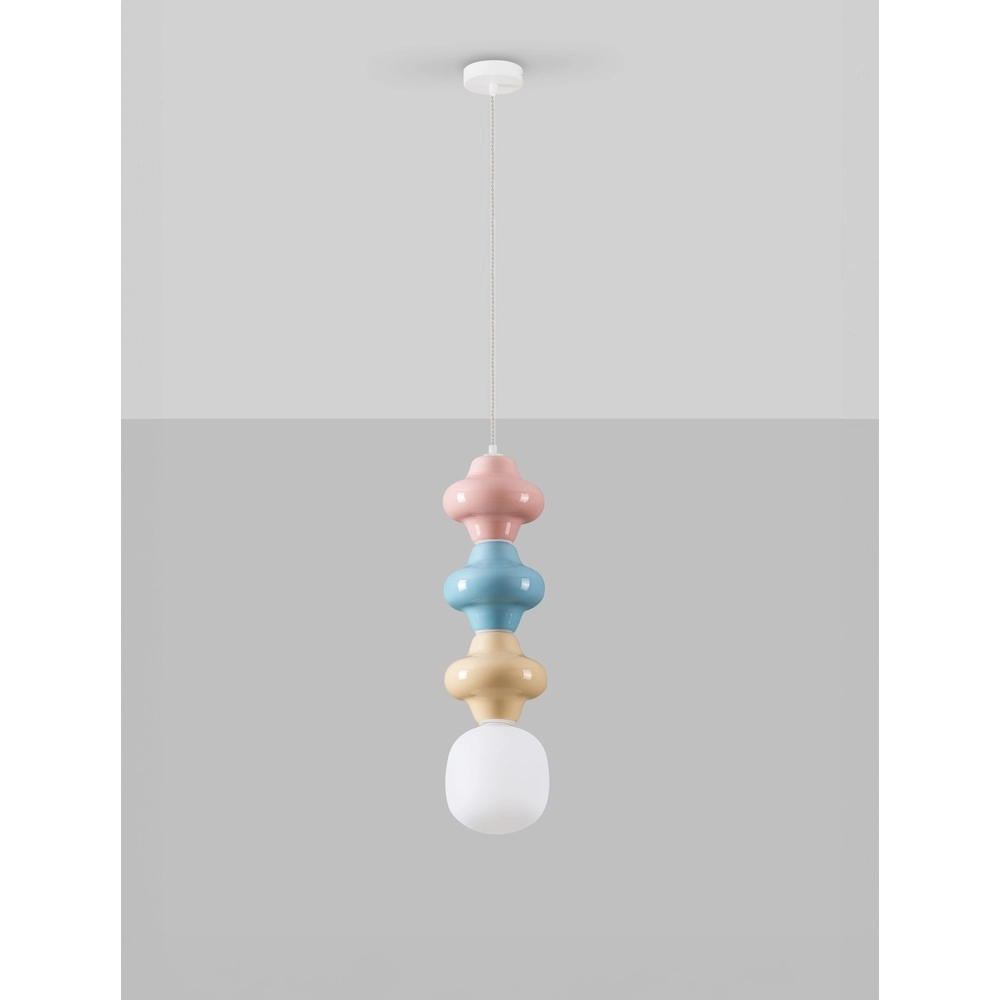 Hanglamp Clio L gekleurd keramiek met wit glas Lyora 5212017461308