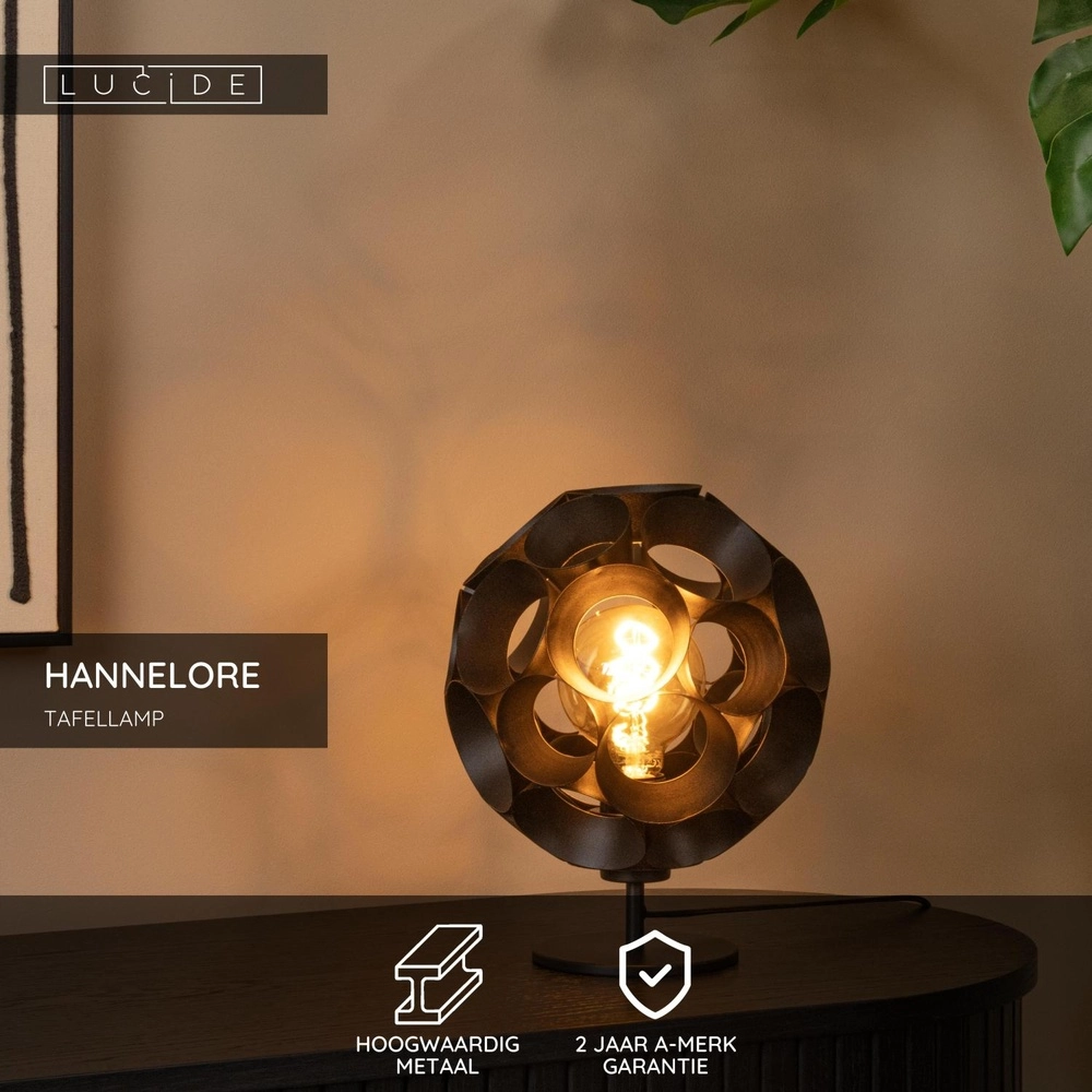Tafellamp Hannelore zwart Lucide 5411212106261