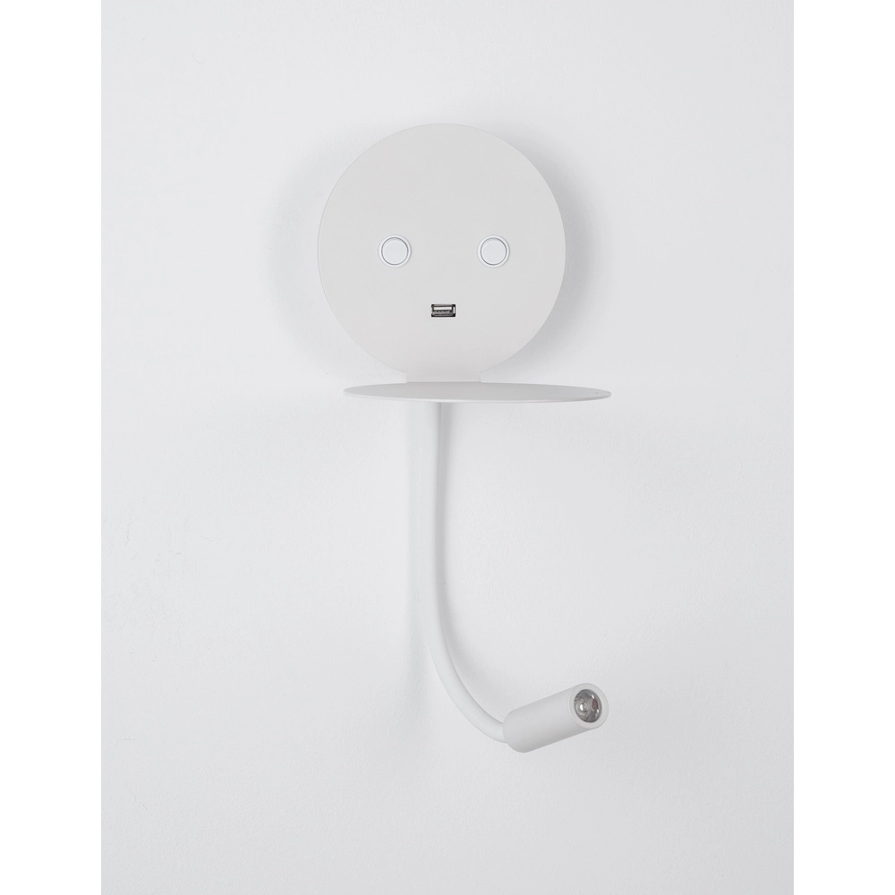 Bedlampje Eclip wit met usb Lyora 5212017423689