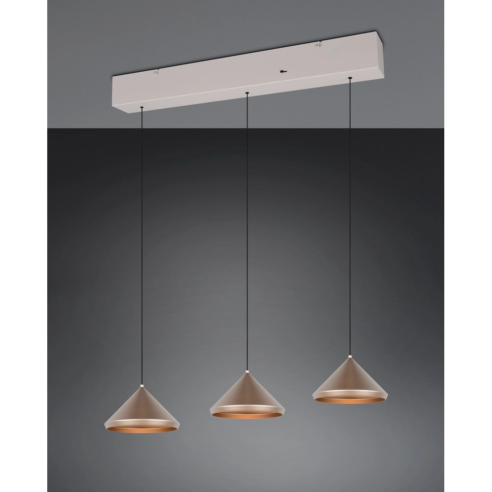 3-lichts hanglamp Laguna koffie bruin