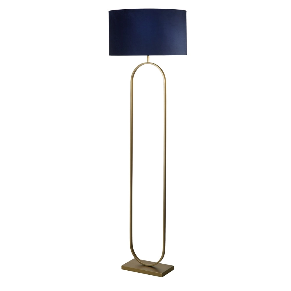 Vloerlamp Modish brons met blauwe kap