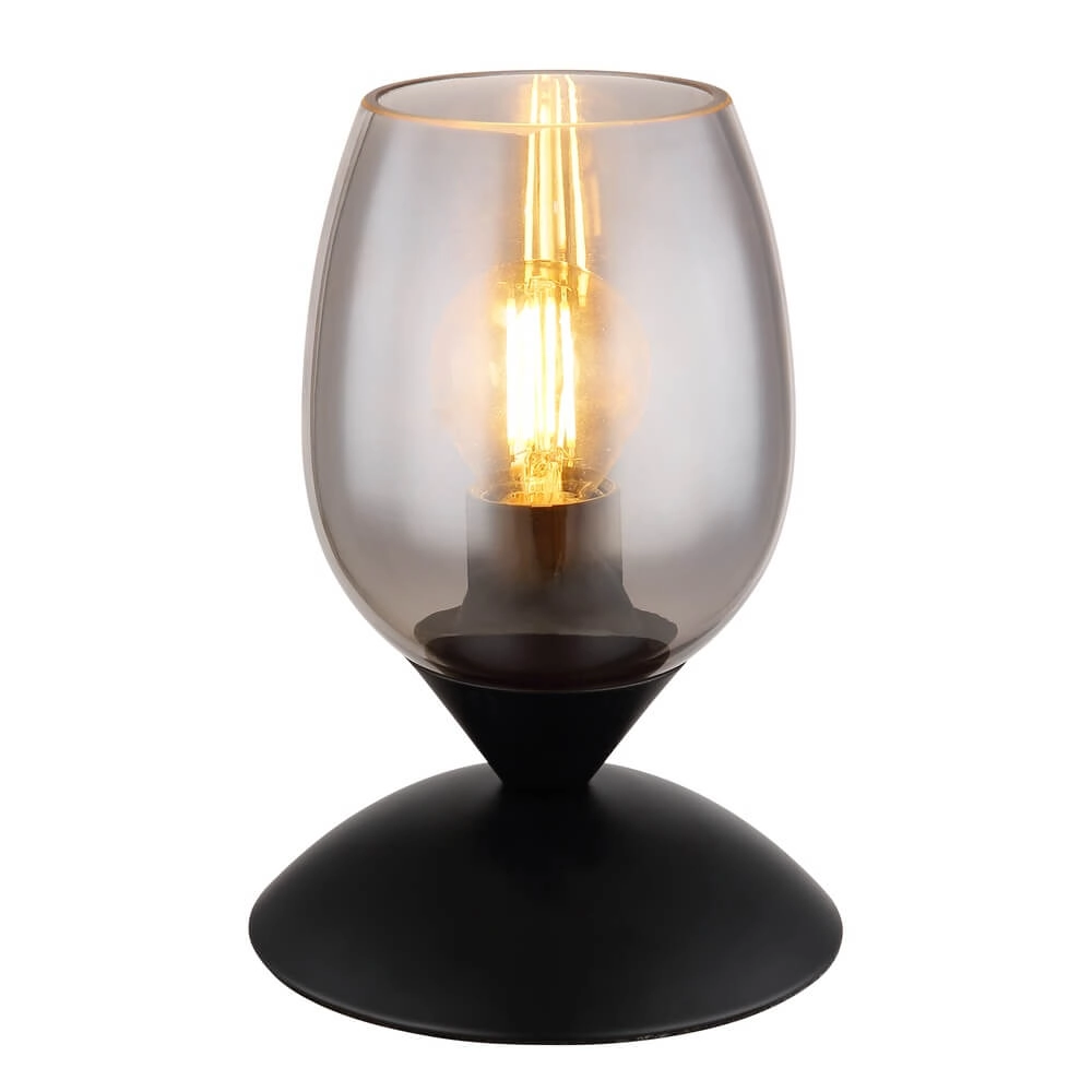 Tafellamp Kuwaita zwart met smoke glas