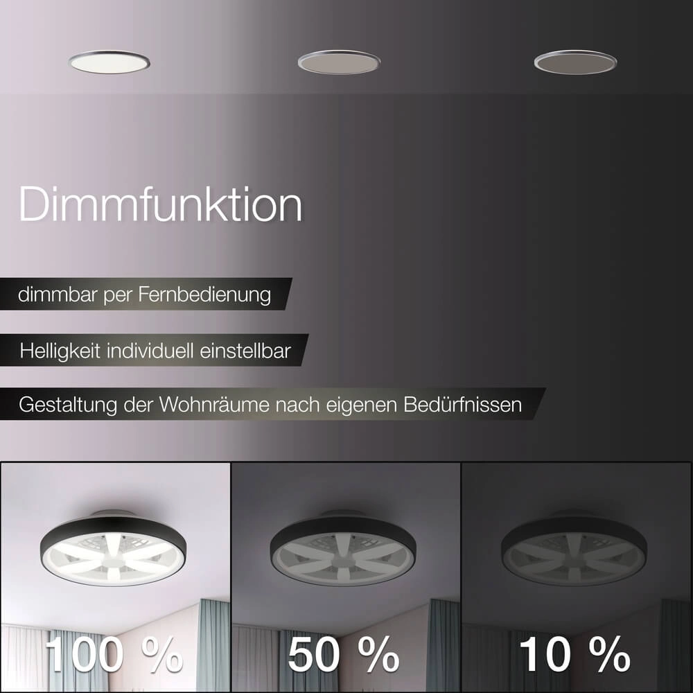 Zwarte plafondventilator Gaiano met RGB lamp Brilliant 4004353455711