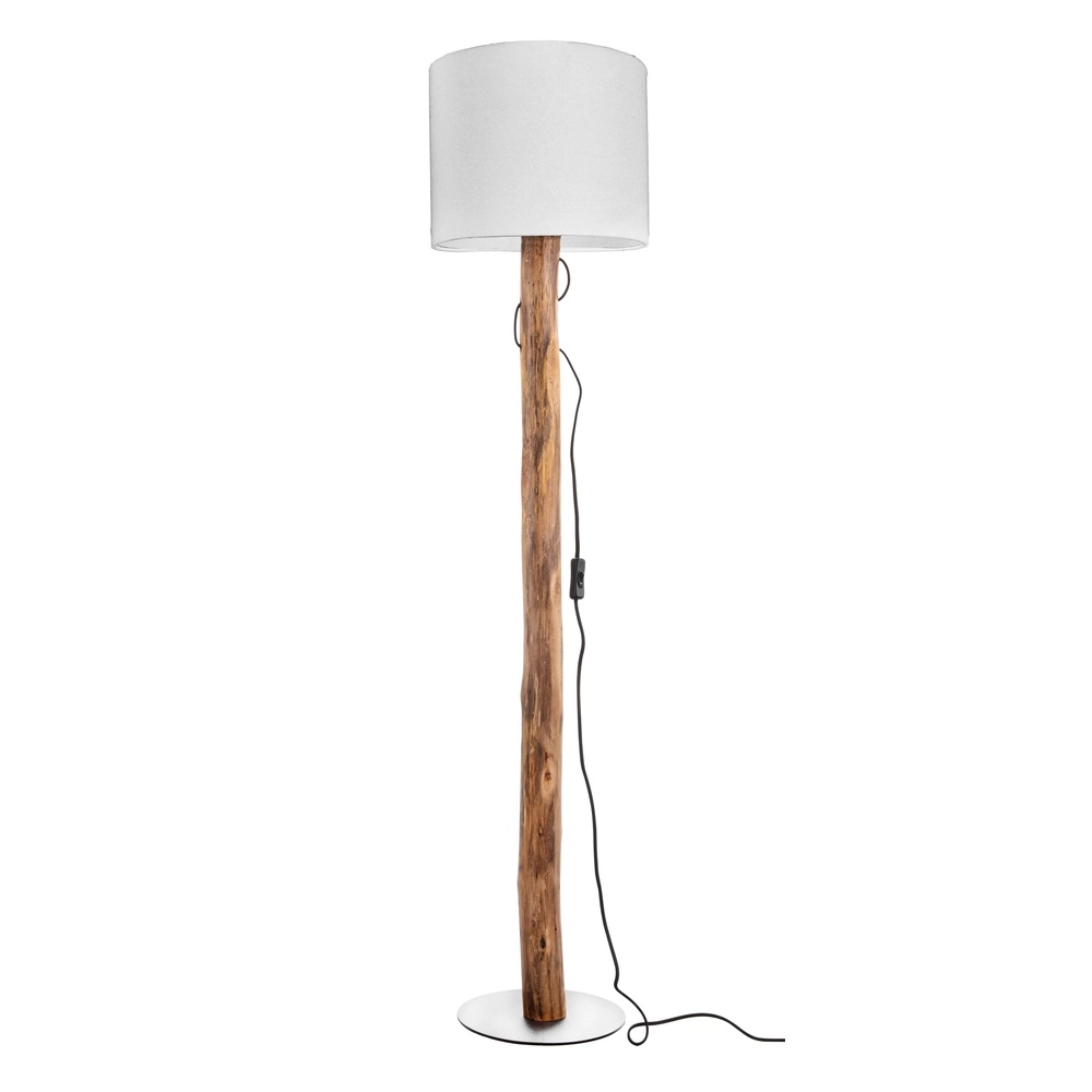 Houten vloerlamp Norin met witte kap