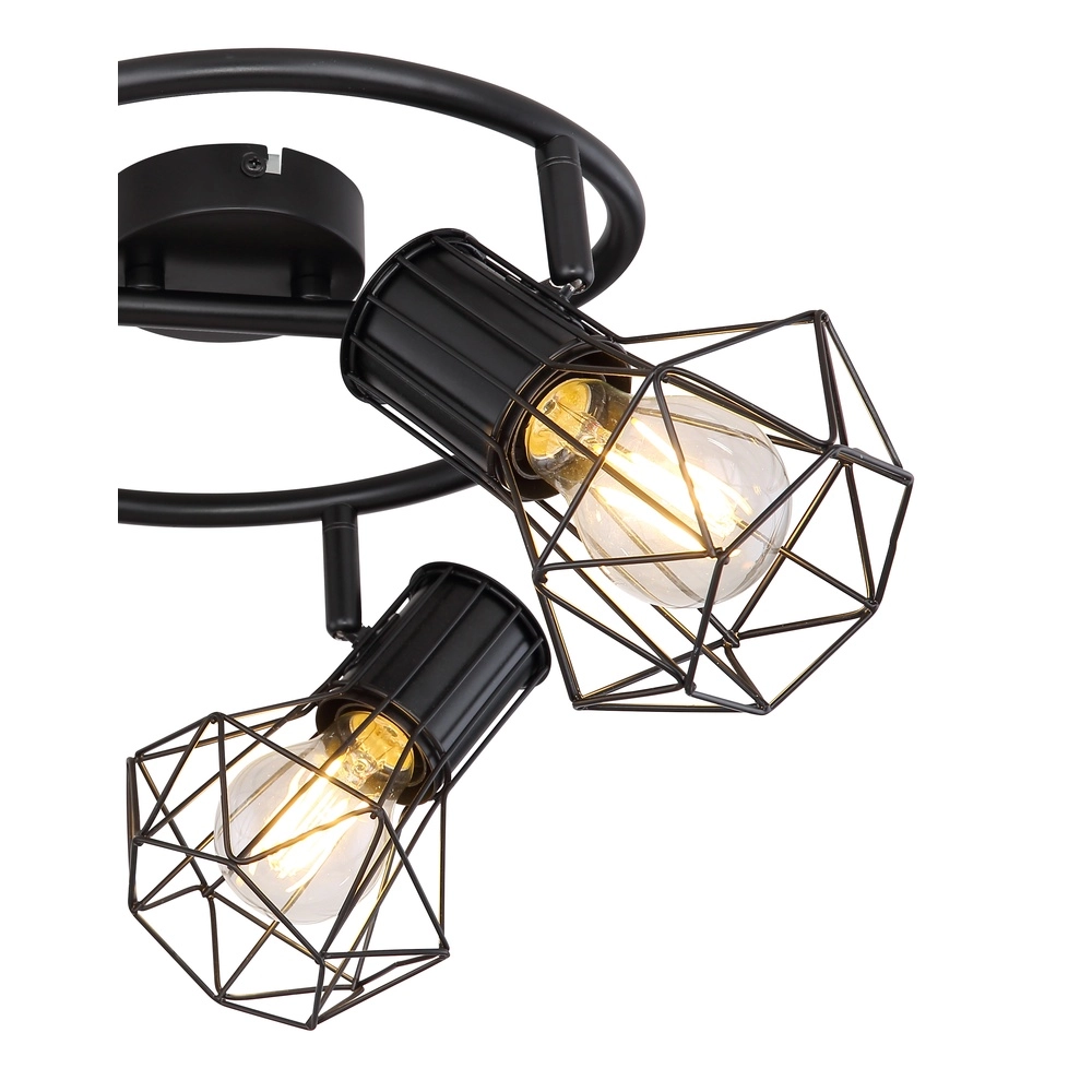 Ronde plafondlamp Priska 3-lichts zwart Globo 9007371403172
