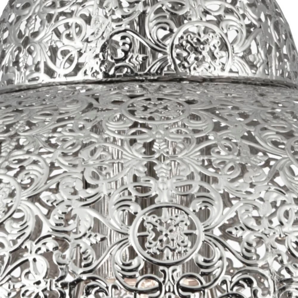 Marokaanse stijl hanglamp Fretwork RVS Searchlight 5053423018706