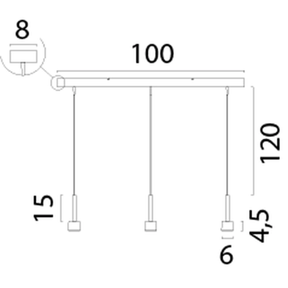 3-lichts hanglamp Fabro led - zwart Masterlight 8718121316963
