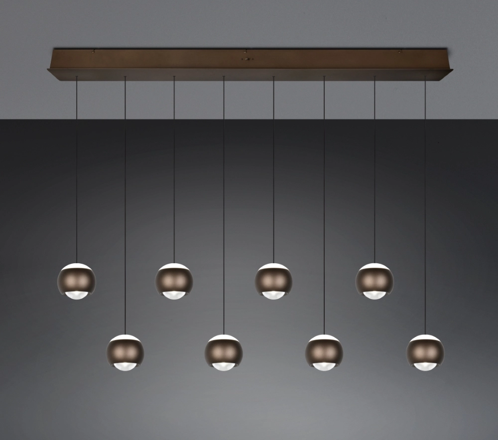 8-lichts led hanglamp Orbit eettafel - platinum bruin Trio 4017807686616
