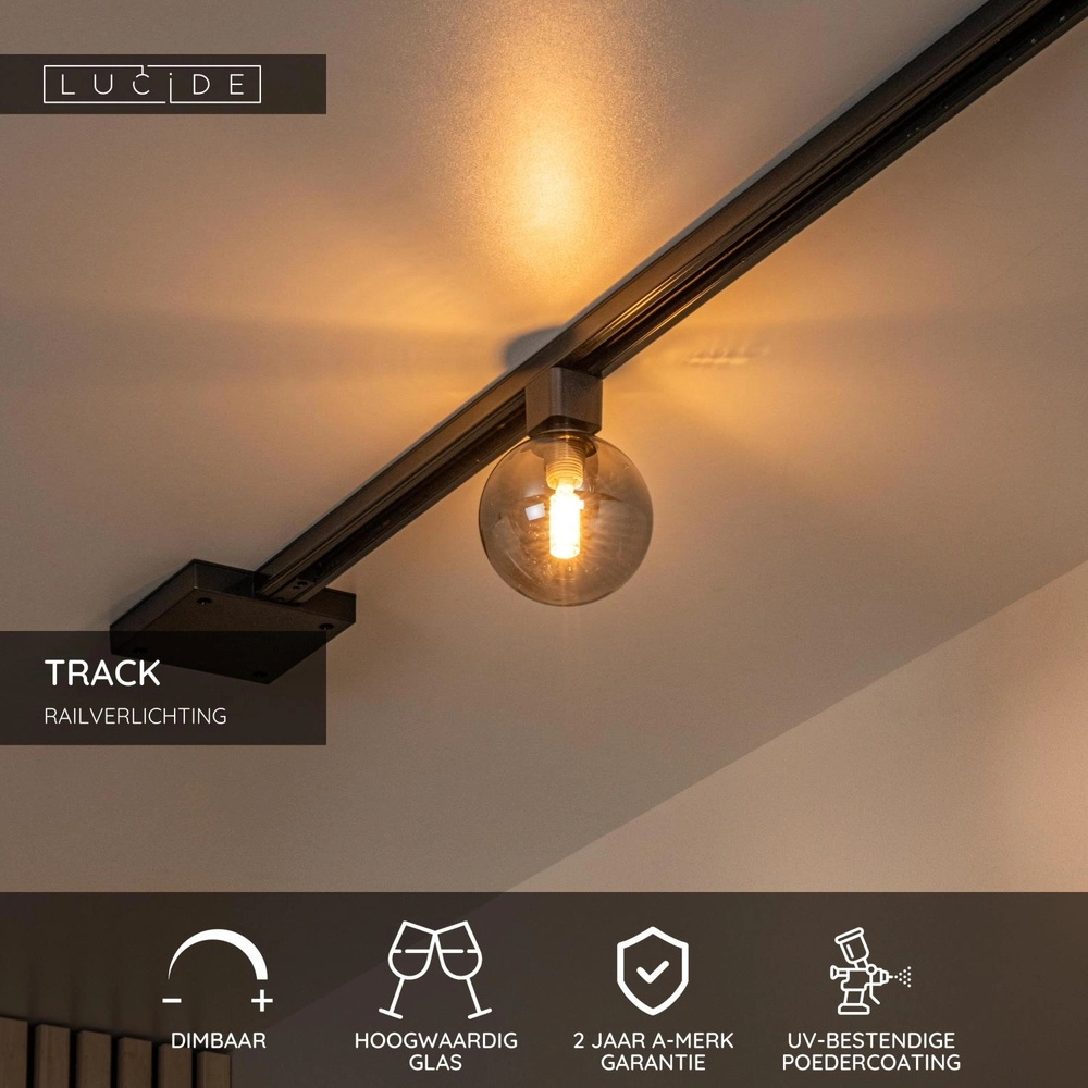 Railspot Track Tycho 1-fase zwart met smoke Lucide 5411212093929