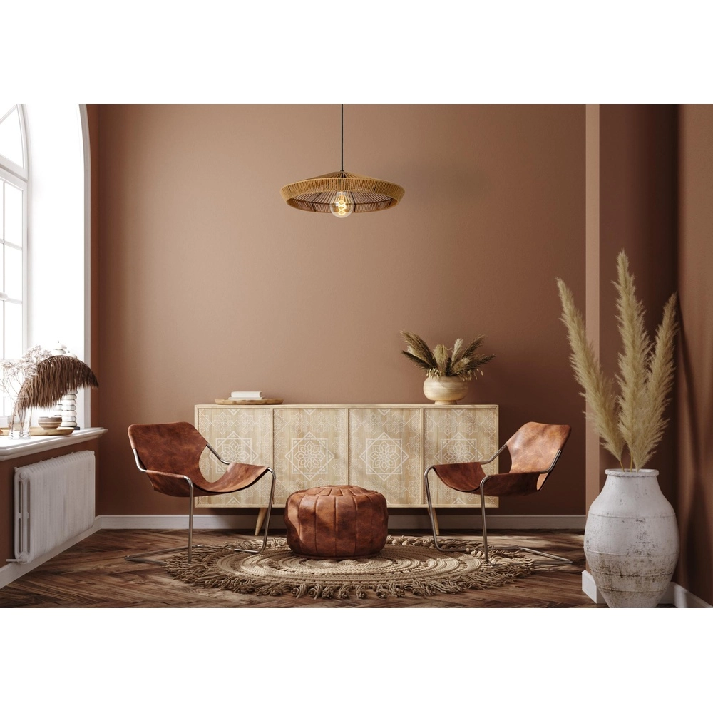 Hanglamp Yunkai Ø 50cm zwart met rotan Lucide 5411212105691