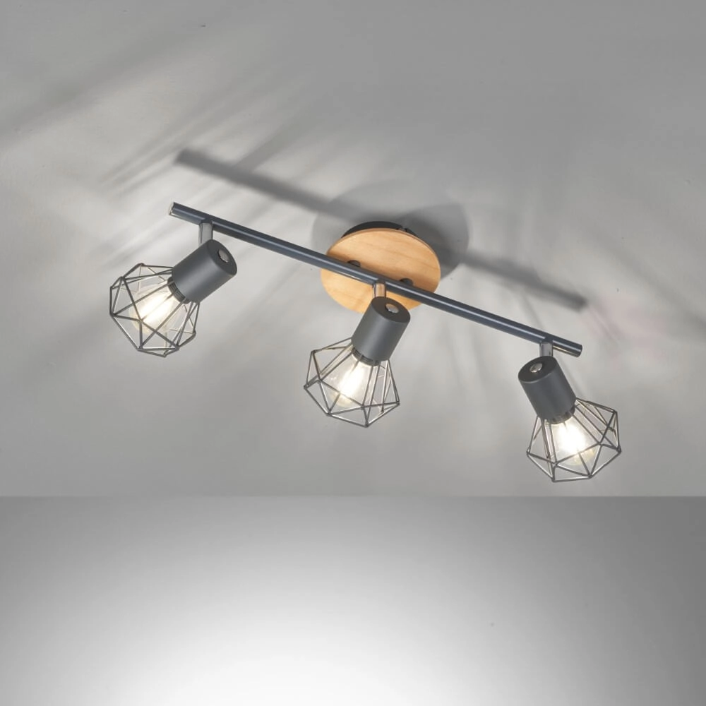 3-lichts plafondlamp Ran zwart Fischer & Honsel 4003694213875