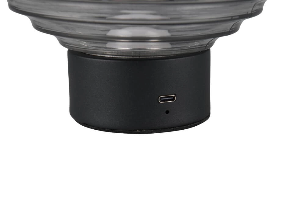 Oplaadbare tafellamp zwart Earl smoke glas Trio 4017807601916