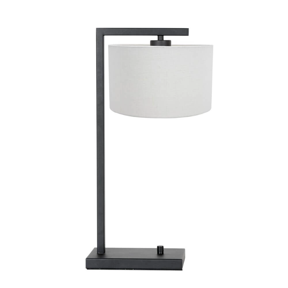 Strakke tafellampj Stanger zwart met off white